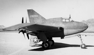 The second XP-56 prototype. Note the enlarged vertical stabilizer. (San Diego Air and Space Museum)